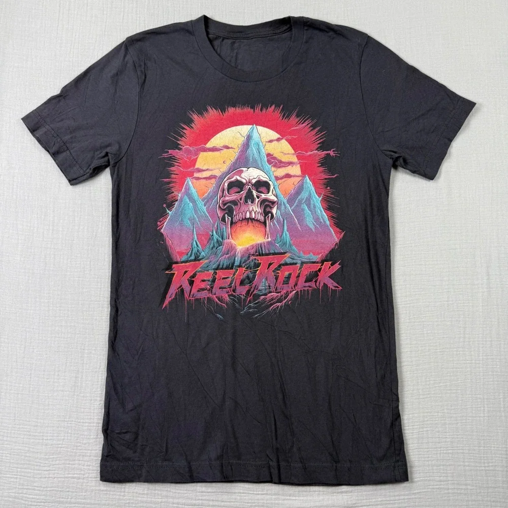 Reel Rock Film T Shirt XS Slim‎ Vince Anderson Skull Graphic Black Rock Climbing